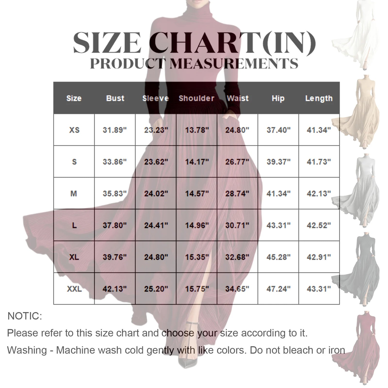 French Retro Elegant Light Luxury Slim-fit Dress for Women Turtleneck Long Sleeve Long Dresses Flowy Dress with a Large Skirt - Kimlud