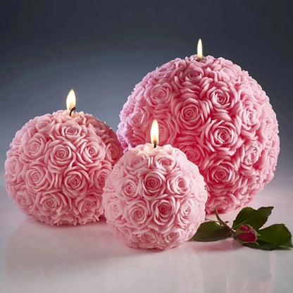 3D Rose Shape Ball Candle 7cm Rose Scented Flower Candles Girls Home Birthday Party Decoration Ball Wax Fragrance Candles Gift