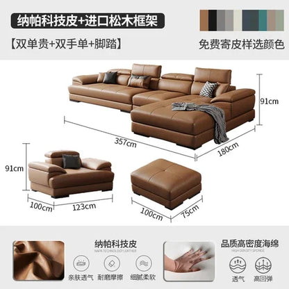 European Living Room Sofa Genuine Leather Sectional Corner Sofas Modular Luxury Sofa Sala De Estar De Luxo Modern Furniture - Kimlud