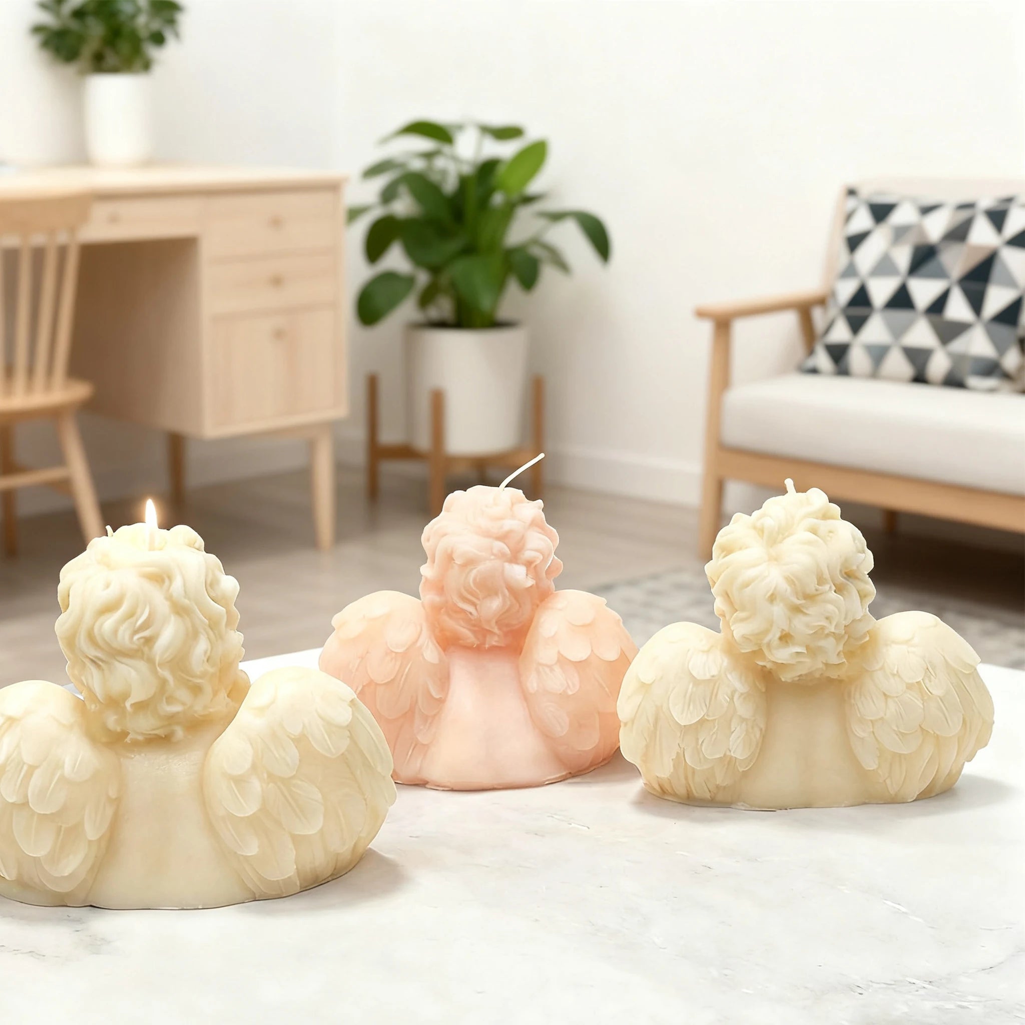 1Pc Nordic Style Cupid Angel Soy Wax Candle - Smokeless Essential Oil Aromatherapy Candle for Home Decor & Photo Props