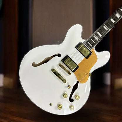 White 335 Electric Guitar Semi-hollow Body Double Output Rosewood Fingerboard Tune-O-Matic Bridge Free Shipping | Kimlud...