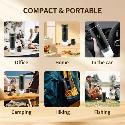 3 in 1 Portable Cordless Espresso Machine Travel, Car and Home Camping Coffee Maker Capsule Powder Coffee Maker Smart Heating
