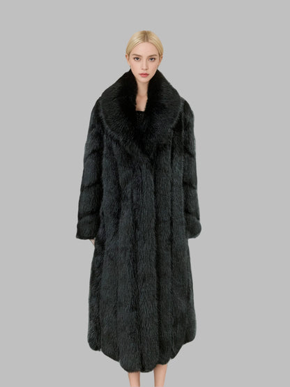 Chic Oriented Women's Faux Grass Outerwear Fashionable Casual Comfort Autumn-Winter Long Solid Color Lapel Faux Grass Coat