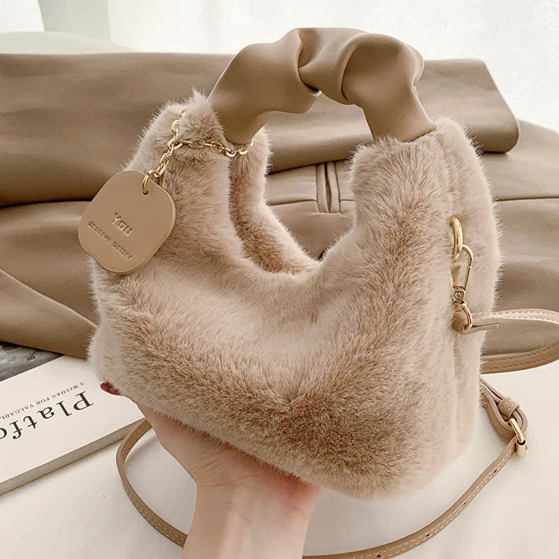 New Woman Soft Plush Handbags Shoulder Bag Fashion Autumn And Winter Korean Version Simple Crossbody Bags For Traveling Shopping