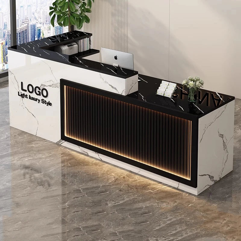 Simple Salon Luxury Reception Desk Decorations Custom Reception Desk Beauty Mostrador Recepción Commercial Office Furniture - Kimlud