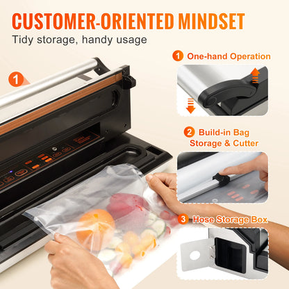 SucceBuy Commercial Vacuum Sealer Machine Multifunction Automatic Food Packaging with Bag Roll Storage Cutter for Home Kitchen - Kimlud