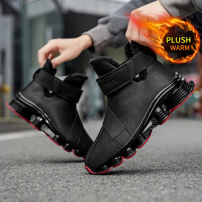 Men's Waterproof Snow Boots with Plush Lining, Anti-Slip and Wear-Resistant Sneaker Sole, Warm Winter Casual Boots