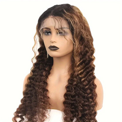 200% 13x4 Highlight Human Hair Wig Deep Wave Lace Front Wig For Women 13x4 Ombre Lace Frontal Wig Human Hair Free Part...