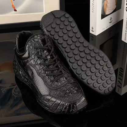 2025 new arrival Crocodile skin causal shoes men,male Genuine leather sneakers PDD620