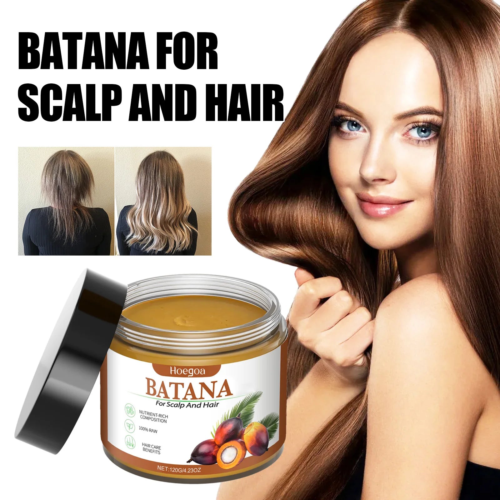 Batana Oil 100% Natural Hair Care Oil Prevents Hair Loss In Men And Women Nourishes Dry Hair Ends Improves Smoothness...
