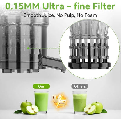 Cold Press Juicer with 5.3Inch Large Feed Chute for Whole Vegetables and Fruits Delivers 99 High Juice Yield UltraQuiet Operati