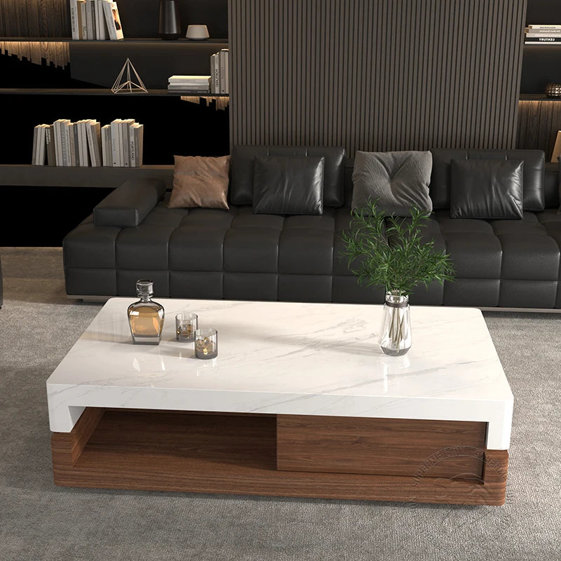 Drawers Minimalist Coffee Table Wood Modern Decoration Space Coffee Table Saving Aesthetic Mesas Bajas Postmodern Furniture