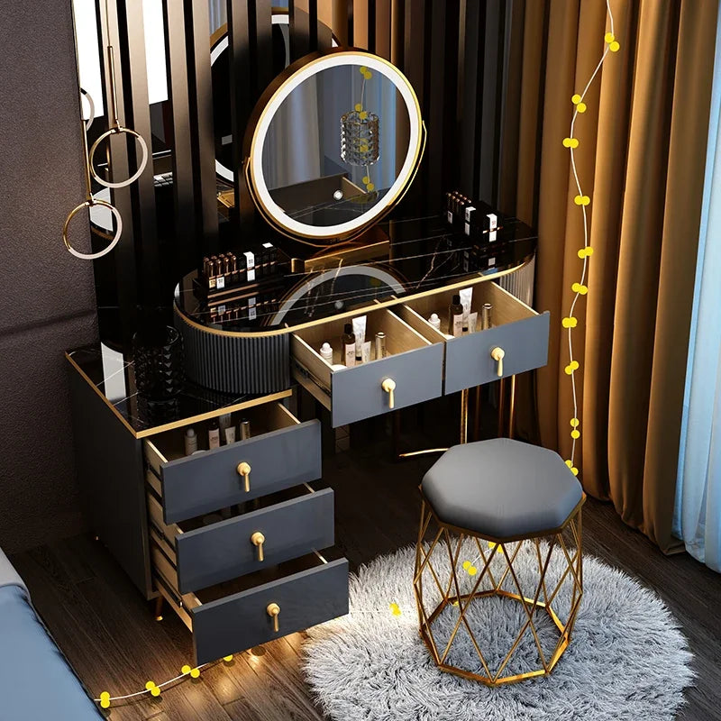 Modern Luxury Vanity Table Storage European Big Study Corner Women Organizer Dressing Table Girl Penteadeira Chinese Furniture
