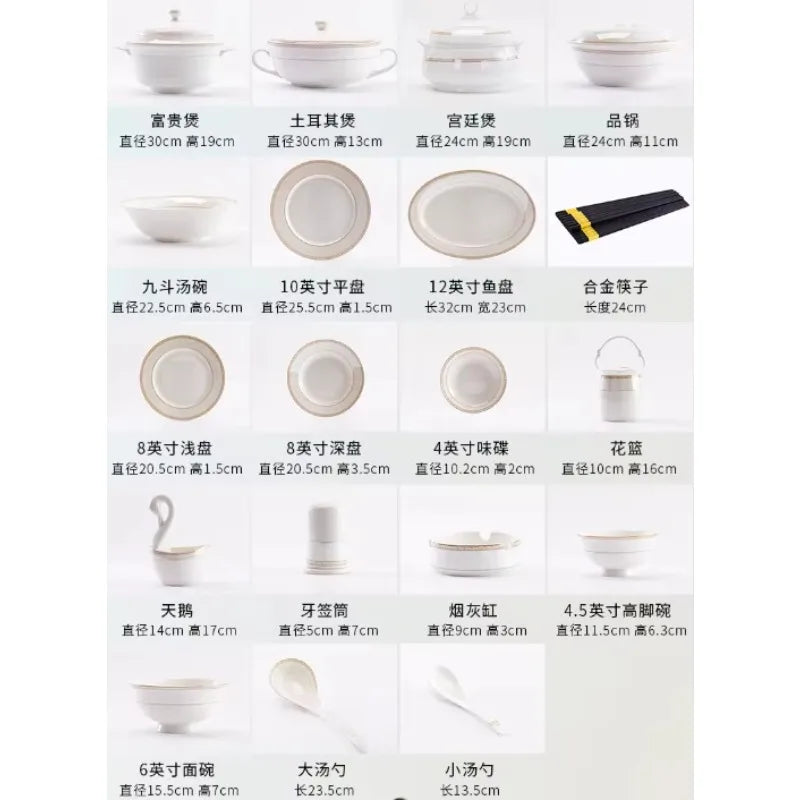 Christmas CeramicTableware 60Piece Set Equipped With Turkey Pot Fashion Xiaozi Series Ten Dining Simple Bone China...