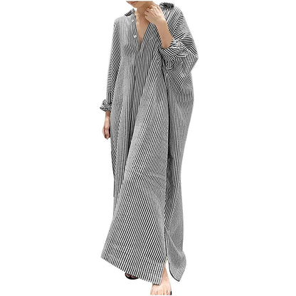 Elegant Outfits Summer Dress For Women Stripe Cotton Shirt Casual Loose Maxi Dresses Formal Occasion Dresses vestidos...