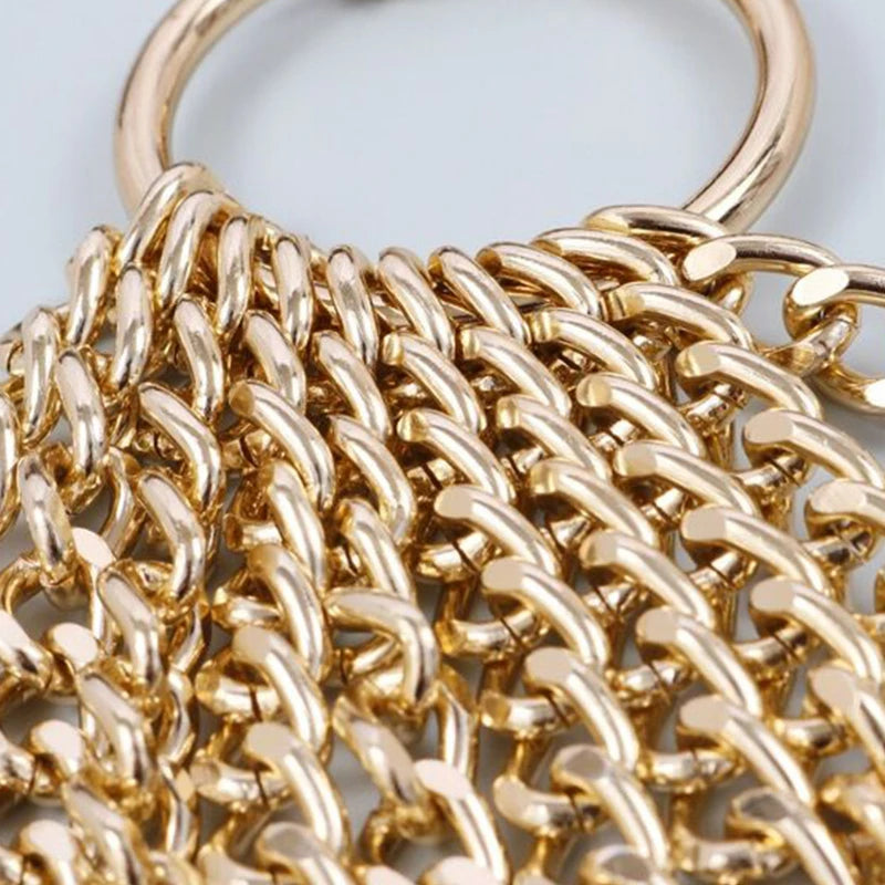 New Fashion Designer Metal Chain Belt For Women Golden Personality Hip Hop Style Tassel Belts  Goth Waistband Dress Accessory