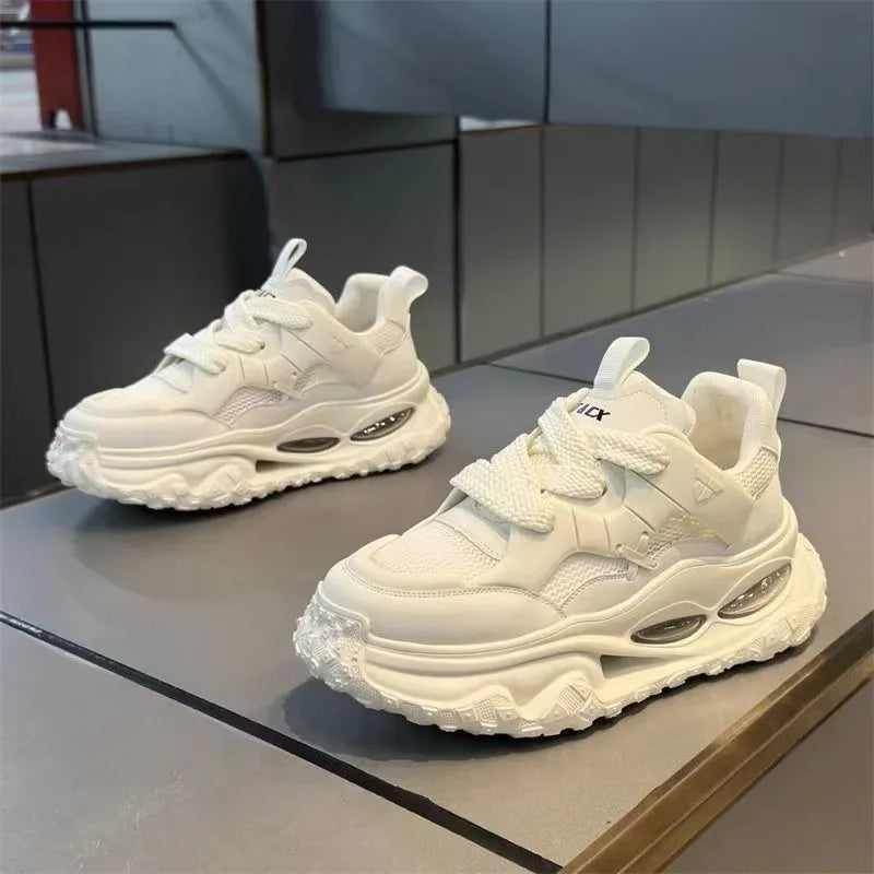 Men Breathable Mesh Casual Running Shoes Inner Elevation Thick Sole Shock-absorption Outdoor Teen Trend Unky Sneakers