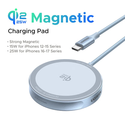 UGREEN Magflow Qi2 25W Wireless Charger For iPhone 17 16 Pro Max Fast Charging Qi2 Certified Magsafe Phone Charging Pad