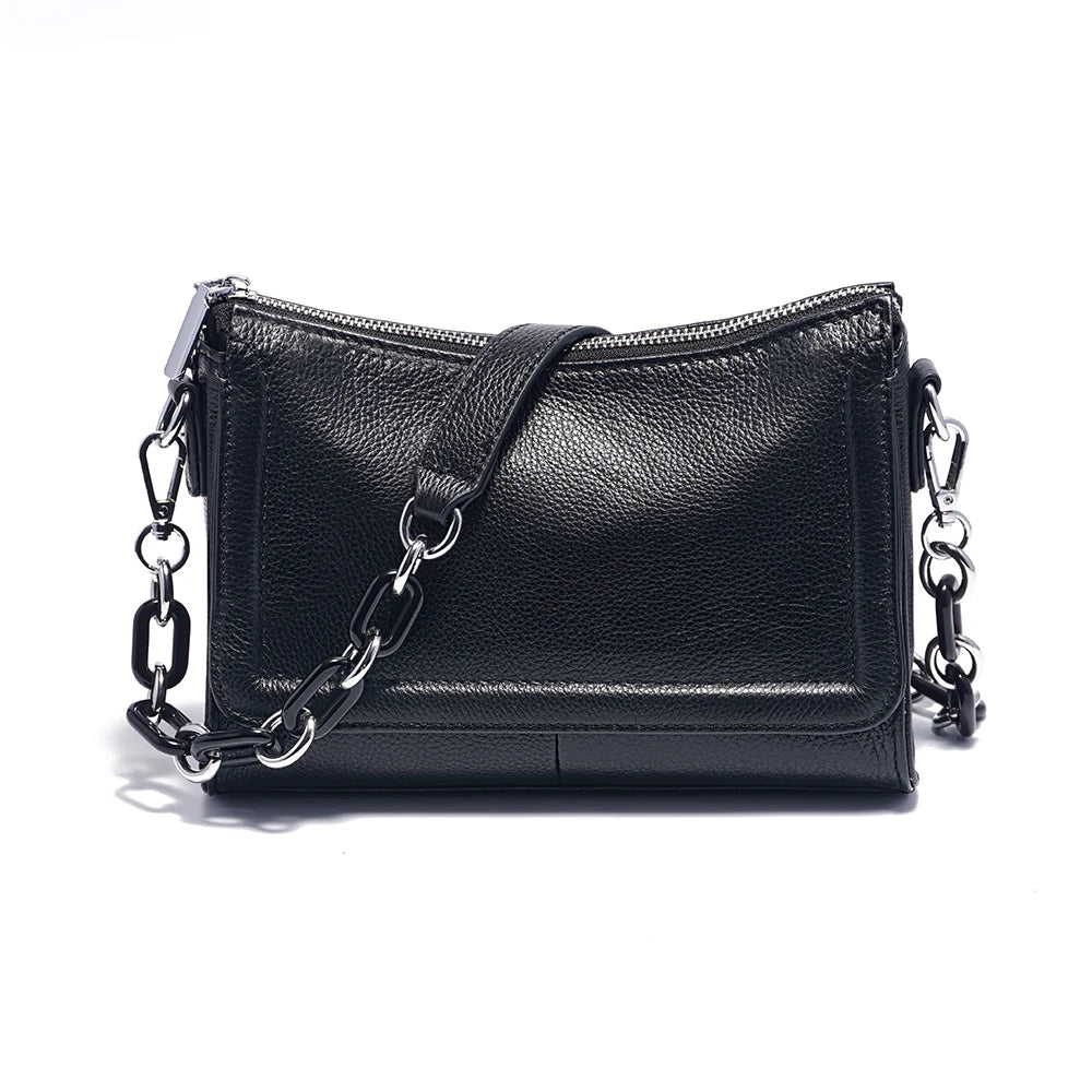 Zency Acrylic Chain Handbag Soft Leather Top-Handle Women's Luxury Small Underarm Crossbody Bag White Fashion Shoulder |...