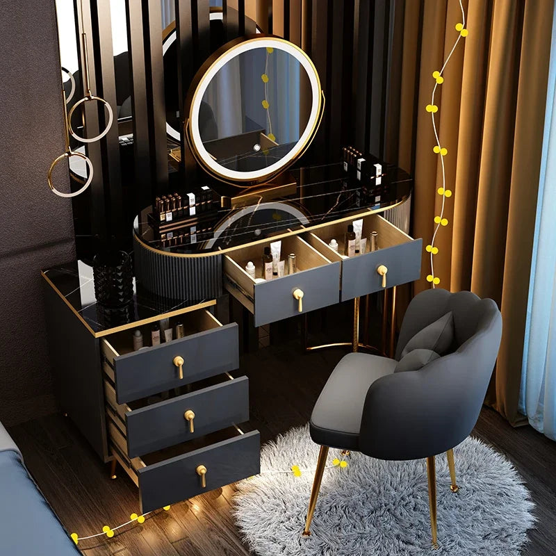 Modern Luxury Vanity Table Storage European Big Study Corner Women Organizer Dressing Table Girl Penteadeira Chinese Furniture