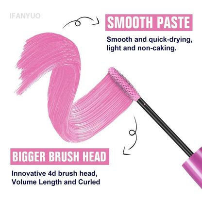 5D Colorful Silk Mascara Blue Red Black Cream Length Waterproof and Non-caking Colored Thickening Lengthening Curling Mascara