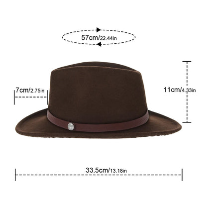 Autumn Winter Western Cowboy Hat for Men Women Wide Brim Fedora Jazz Hats Cowgirl Hat with Belt | Kimlud Outdoor Mid...