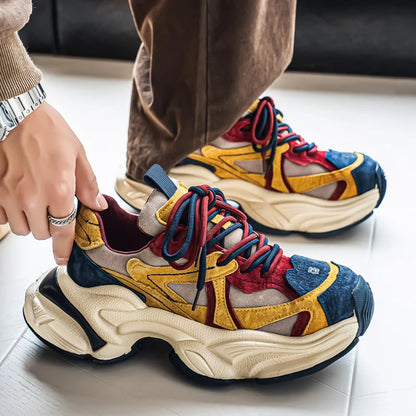 Lacing up Men's and Women's Couple Sport Shoes 2025 Thick Sole Luxury Design Casual Retro Dirty Casual Sneakers Breathable Upper - Kimlud