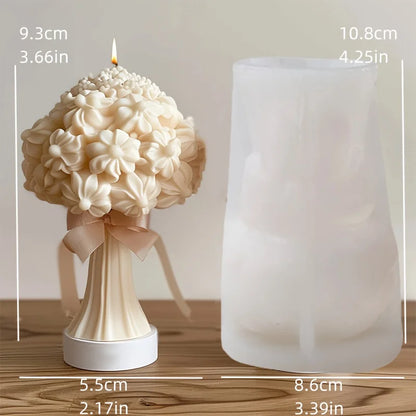Peony Rose Bud Bouquet Candle Silicone Mold Peony Flower Clusters Candle Mould Christmas Gift Flower Bundle Resin Gypsum Molds