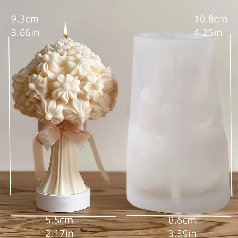 Peony Rose Bud Bouquet Candle Silicone Mold Peony Flower Clusters Candle Mould Christmas Gift Flower Bundle Resin Gypsum Molds