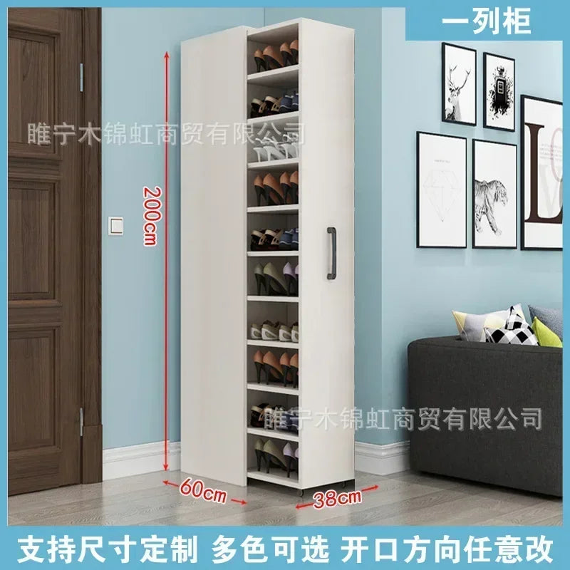 Sliding dustproof shoe cabinet, large capacity wheeled side pull shoe rack storage drawer type seam storage cabinet at home entr - Kimlud