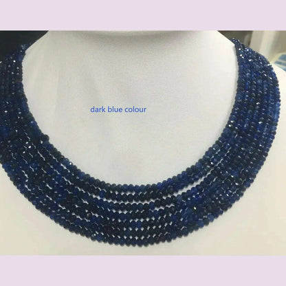 2x4mm NATURAL RUBY FACETED BEADS NECKLACE 7 Rows 17'’-23" Can Choice Red Blue White Green Yellow