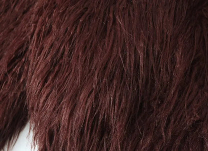 Women Short Faux Fur Jackets Streetwear Winter Casual Single Breasted Long Sleeves Artificial Fur Effect Knitted Jacket