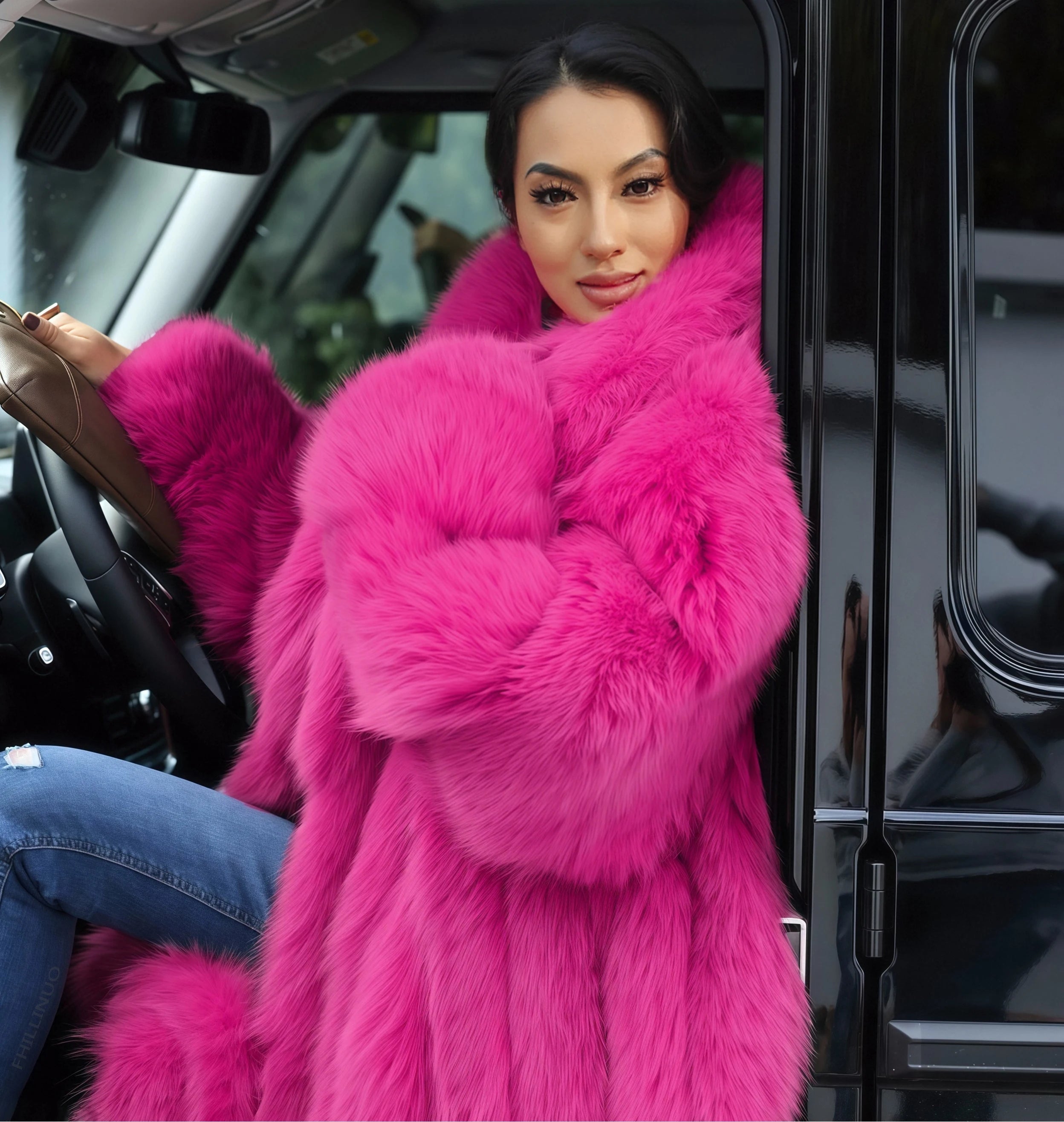 Chic Oriented Women's Faux Grass Outerwear Fashionable Casual Comfort Autumn-Winter Long Solid Color Lapel Faux Grass Coat