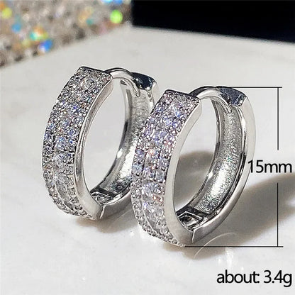 Fashion Cubic Zircon Small Hoop Earrings 925 Sterling SIlver Minimal Round Circle Hoops Earrings for Women Man Party...
