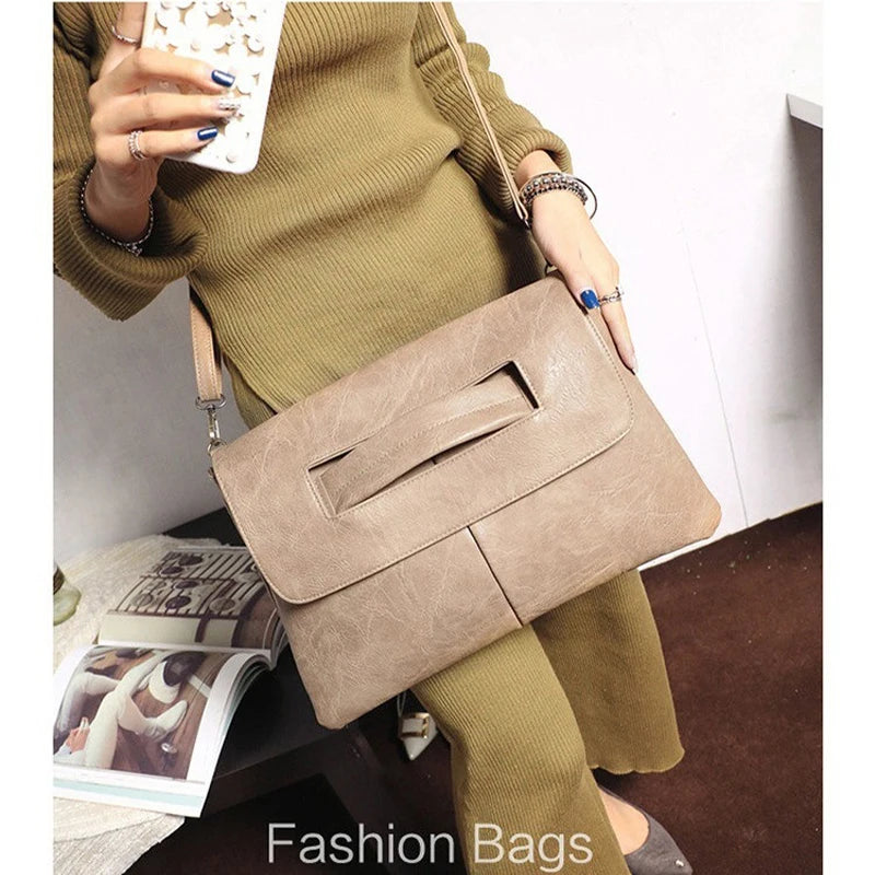 PU Leather Handbag Fashion Women's Envelope Clutch Bag Female Crossbody Bags Ladies Messenger Laptop Tablet Storage Bags