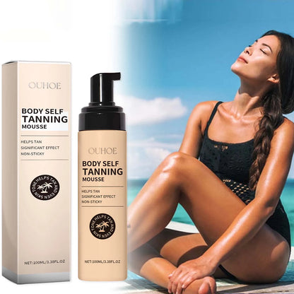 Body Self Tanning Mousse Fake Tan Bronze Skin Quick Natural Tanning Mousse Body Bronzer Sunless Self Tanner Face Body Outdoor
