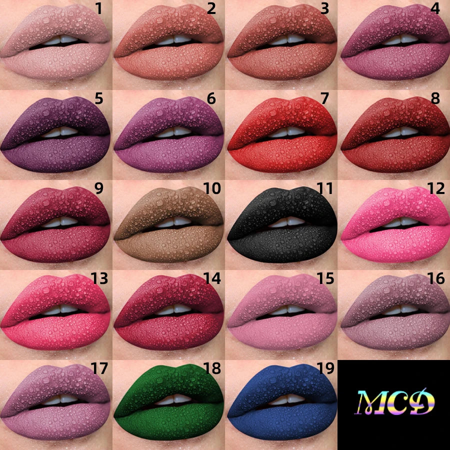 19 Colors Matte Velvet Lip Gloss Waterproof Liquid Lipstick Nude Black Lips Tint Makeup Lip Glaze Cosmetics Red Lip...