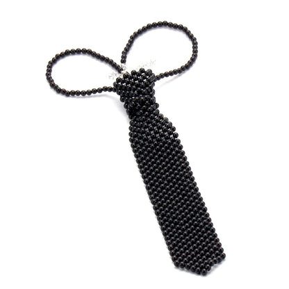 Popular pearl tie fashion trend style boys and girls temperament clothing pure handmade beaded bow tie