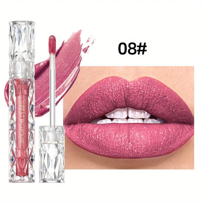 Diamond Liquid Lipstick Moisturizing Lasting Purple Sparkling Waterproof Lip Gloss Matte Glitter Lipstick Korean Makeup