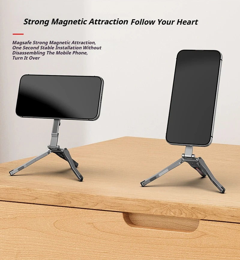 Aluminum For Magsafe Tripod Magnetic Phone Holder Universal Magnetic Phone Tripod Mount Foldable Camera Phone Tripod Stand