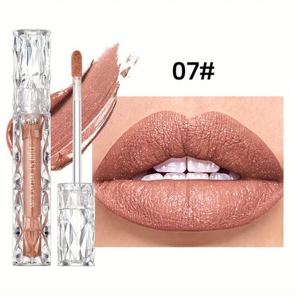 Diamond Liquid Lipstick Moisturizing Lasting Purple Sparkling Waterproof Lip Gloss Matte Glitter Lipstick Korean Makeup