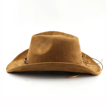 Suede Western Cowboy Hat For Men Women Vintage Rolled Brim Felt Jazz Hats Outdoor Travel Knight Hats | Kimlud Outdoor...