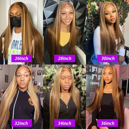 200% Highlight Ombre 360 Full Lace Front Wig 40 Inch 13x6 Bone Straight Hd Lace Frontal Colored Human Hair Wigs Honey Blonde Wig