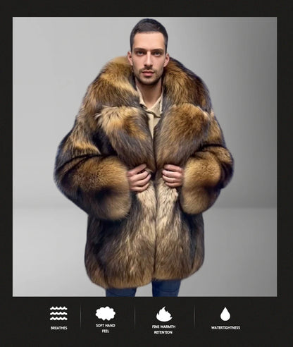 Natural Racoon Fur Coats With Turndown Collar Genuine Fur Coat Full Skin Racoon Fur Coats Best Selling Real Fur Coat For Men
