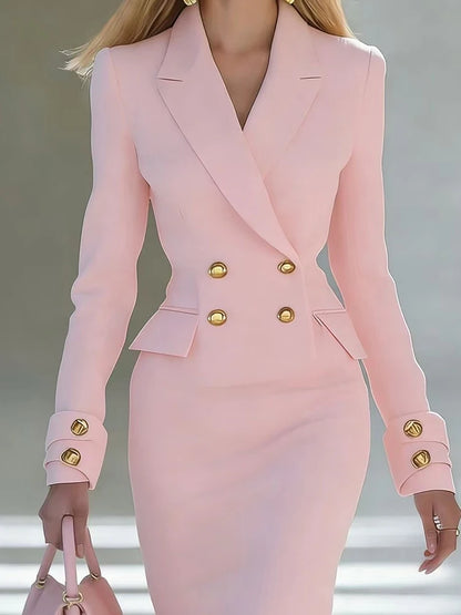 Fashion Long Sleeve V-neck Women's Dress Elegant High Waist Wrap Hips Party Dress for Women Office Lady Solid Color Slim Dress