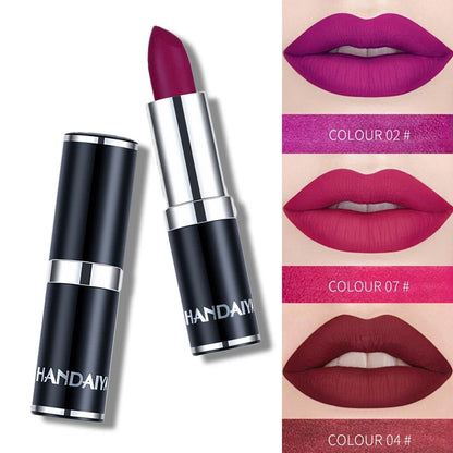 Handaiyan Sexy Nude Red Brown Purple Lipgloss Matte Lip Gloss Velvety Lipstick Matte Waterproof Makeup Long Lasting...