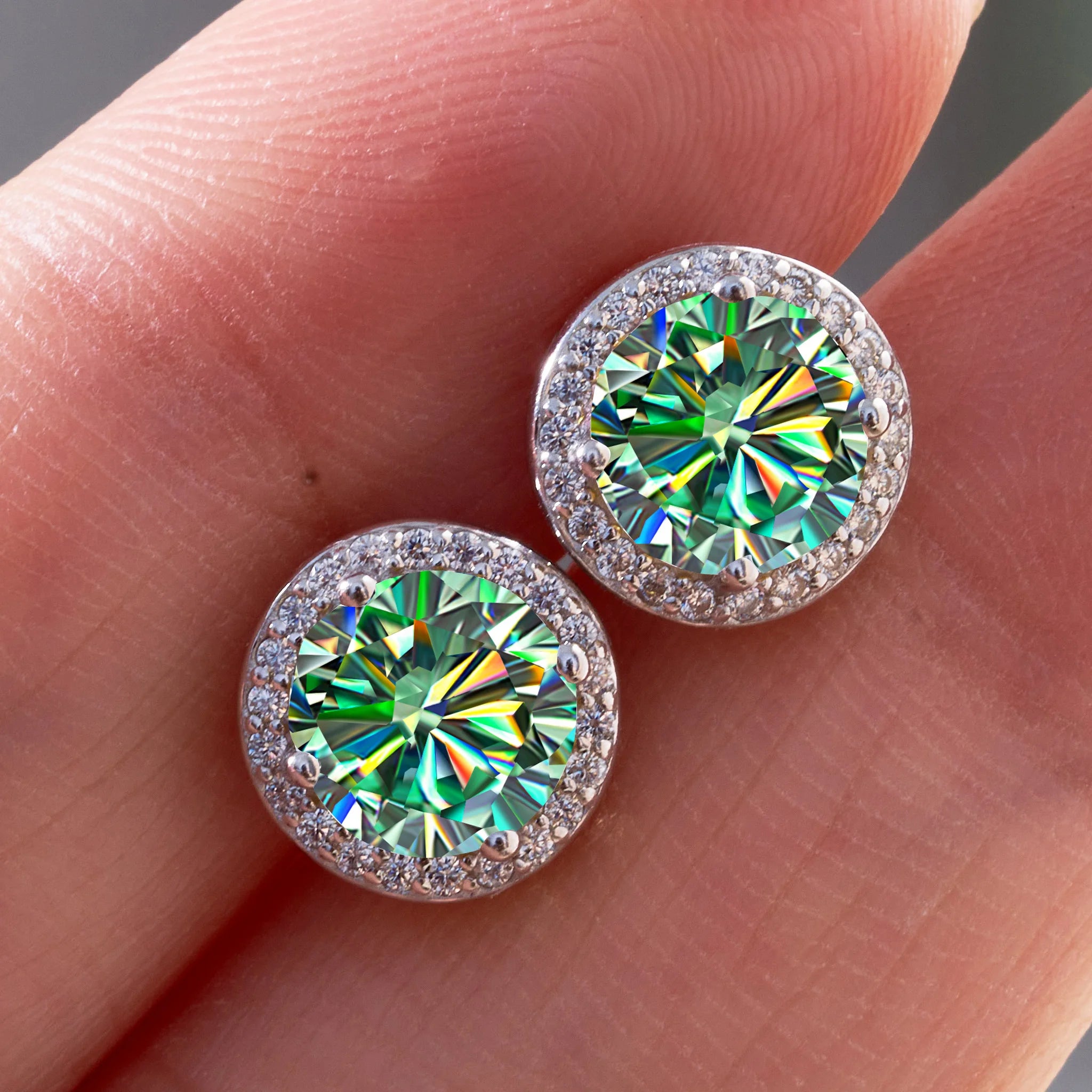 925 Sterling Silver 1 Carat Moissanite Round Earrings Engagement Wedding Daily Work Party Travel Luxurious Gift For Women