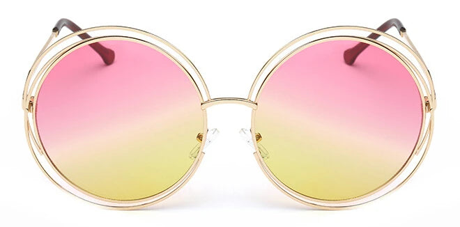 Vintage Round Big Size Oversized lens Mirror Sunglasses Women Brand Designer Metal Frame Lady Sun Glasses Lady Cool...