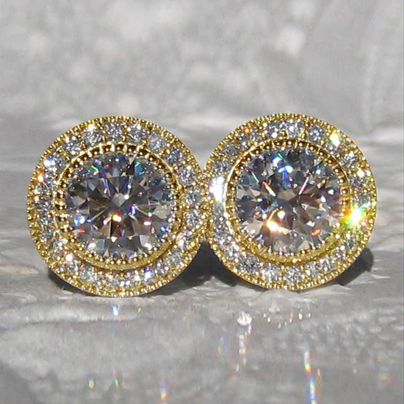 Huitan Dainty Small Round CZ Stud Earrings for Women Simple and Elegant Daily Wear Ear Piercing Accessories Statement...