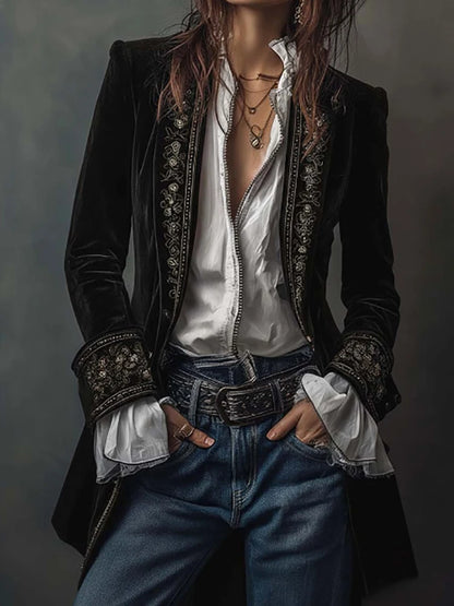 New V Neck Patchwork Elegant Chic Jackets, Women Spring Autumn Long Sleeve Fashion Coat, Casual Simple Ladies Cardigan Outerwear